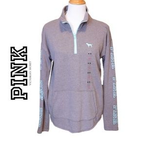 VS PINK Curved Hem Half Zip (NWT)